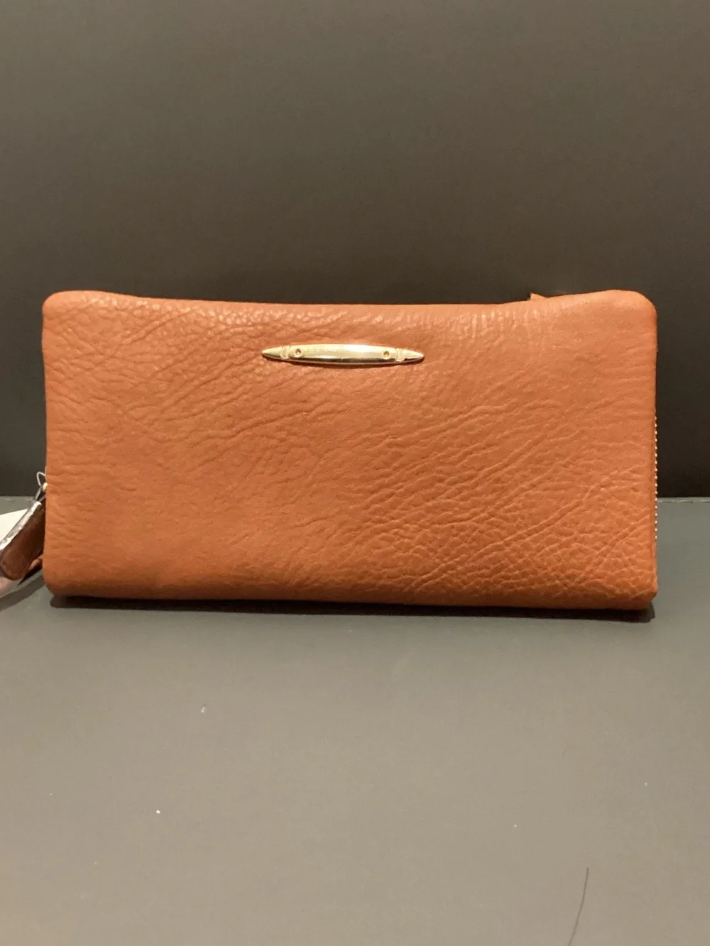 Women's Zip-Around‎ Wallet in Tan Brown with Gold Accent
